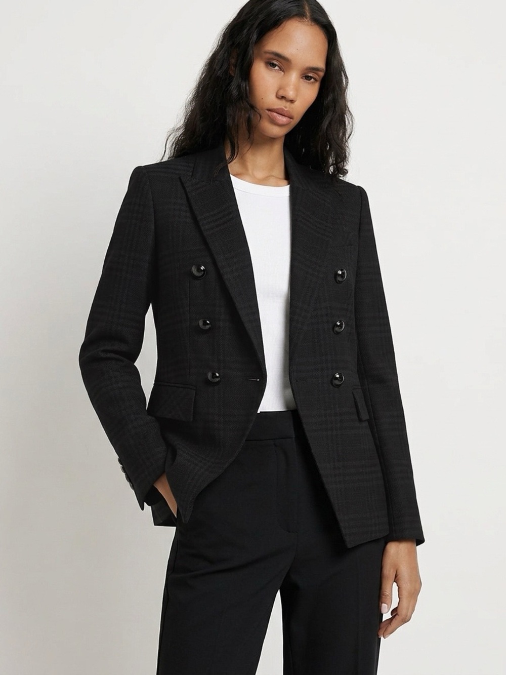 Veronica Beard Miller Dickey Jacket Black Plaid